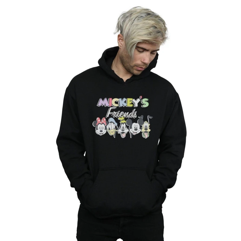 Image of Disney Men Mickey Mouse Friends Faded Nostalgia Hoodie in Black Size: Small Black S Male 5059276884406
