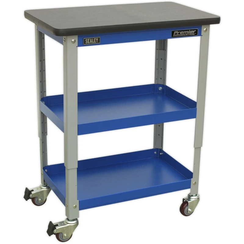Image of Loops 3 Level Industrial Workshop Trolley - 300kg Capacity - Adjustable Height Multi
