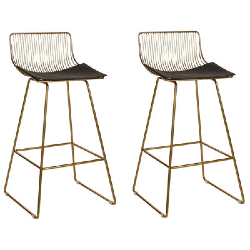 Image of Beliani Set Of 2 Bar Chairs Fredonia Metal Gold