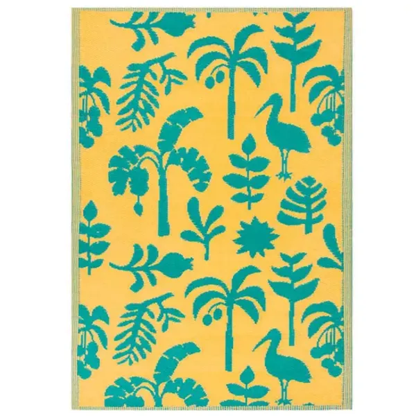 Image of Marula Outdoor 100% Recycled Rug Yellow/Teal