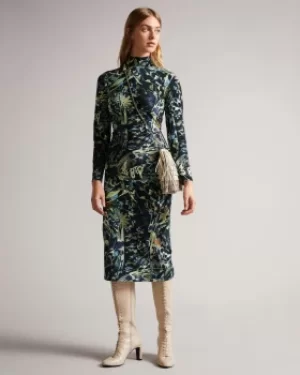 Image of High Neck Printed Bodycon Dress