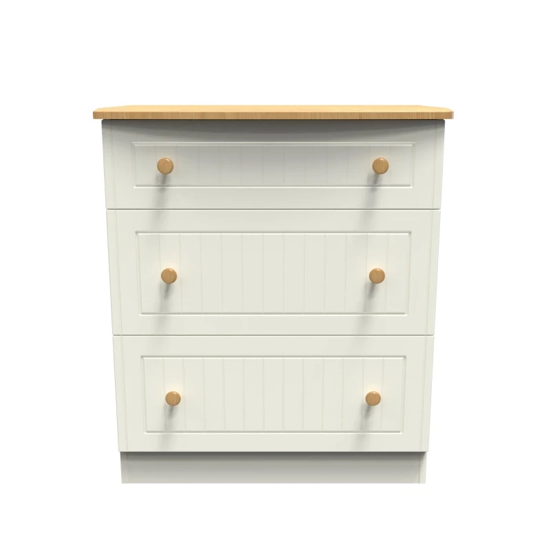 Image of Ready Assembled 2 U Lancaster 3 Drawer Deep Chest (Ready Assembled) Cream