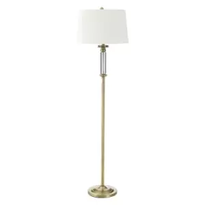 Image of Gold and Glass Detail Floor Lamp with Cream Shade
