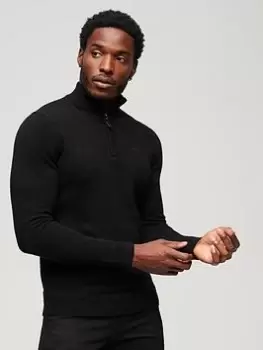 Image of Superdry Essential Half Zip Jumper - Black, Size S, Men