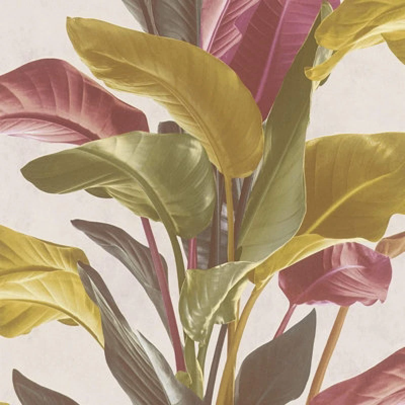 Image of A.S. Creation Botanical Garden Plant Leaf Leaves Trail Vinyl Brown Orange Red Wallpaper Brown