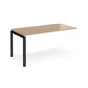 Image of Bench Desk Add On Rectangular Desk 1600mm Beech Tops With Black Frames 800mm Depth Adapt