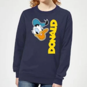 Image of Disney Donald Duck Face Womens Sweatshirt - Navy - S
