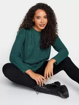 Image of M&Co Teal Funnel Neck Stitch Jumper, Blue, Size 14-16, Women