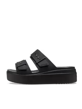 Image of Crocs Brooklyn Buckle Wedge, Black, Size 4, Women