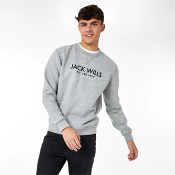 Image of Jack Wills Belvue Graphic Logo Crew Neck Sweatshirt - Grey Marl NG