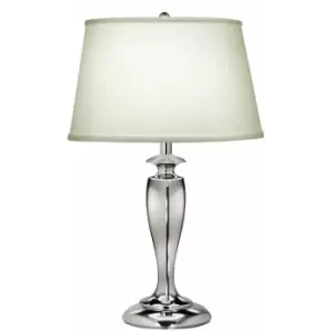 Image of Table Lamp Zinc Cast Pearl Supreme Satin Shade Polished Nickel LED E27 60W