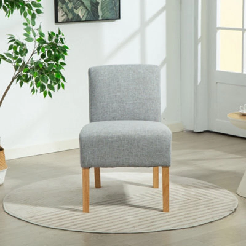 Image of Selina Fabric Armless Accent Chair - Light Grey