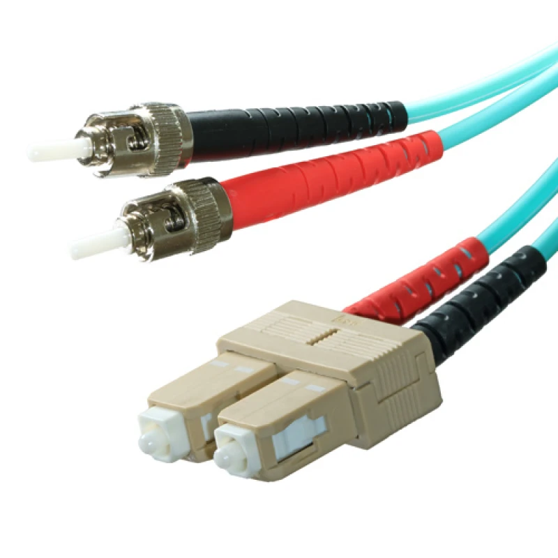 Image of Cablenet 1m OM3 50/125 ST-SC Duplex Aqua LSOH Fibre Patch Lead