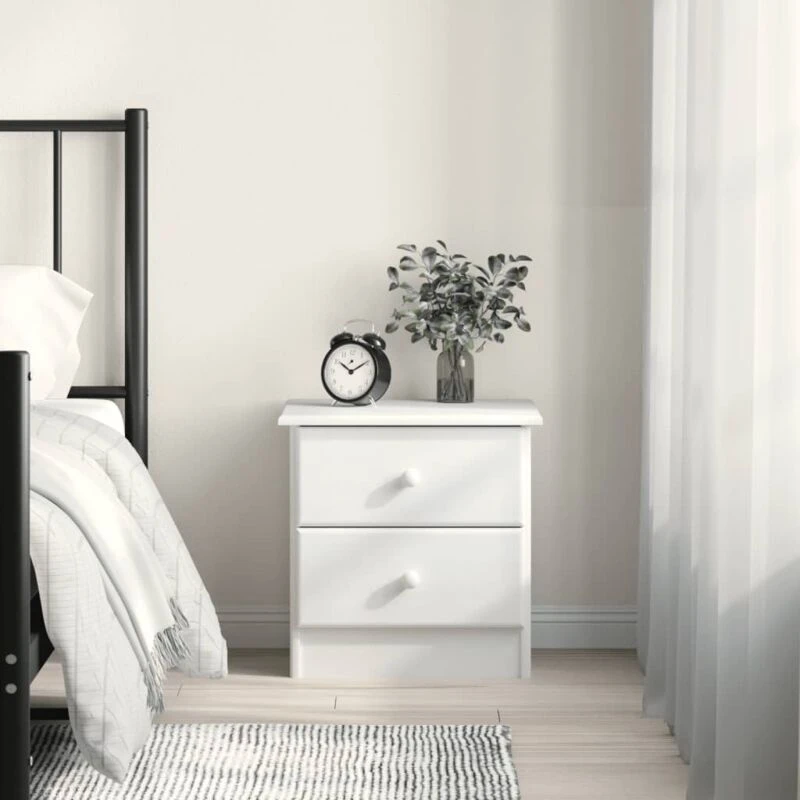 Image of vidaXL Bedside Cabinet Alta White 41x35x41cm Solid Wood Pine, White 353916
