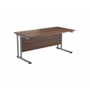 Image of TC Office Start Silver Cantilever Frame Desk 1600x800mm, Dark Walnut