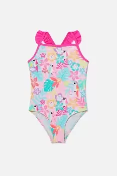Image of Girls Tropical Print Swimsuit