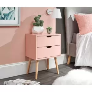 Image of Nyborg Single Two Drawer Bedside Table Coral Pink