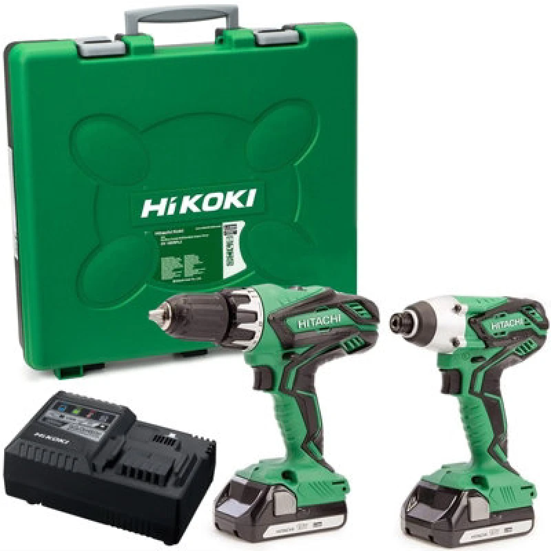 Image of Hikoki Twin Pack Combi Drill And Impact Driver 18V 2 X 1.5Ah Li-Ion Kc18Dgljaz
