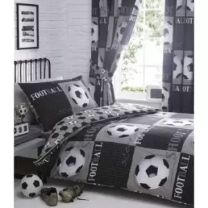Image of Portfolio Home Kids Club 3D Football Single Size Duvet Cover & Pillow Case Bed Set Black