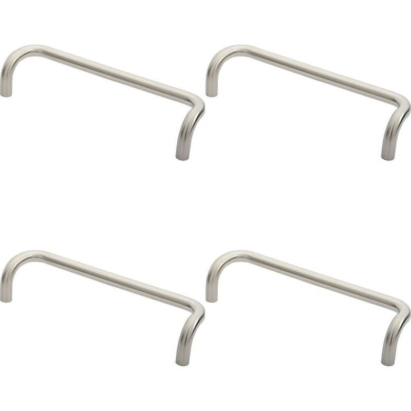 Image of Loops 4x Cranked Door Pull Handle 19mm Dia 300mm Fixing Centres Satin Steel Metallics unisex