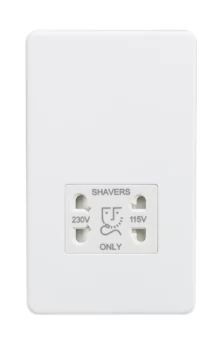Image of KnightsBridge Screwless 115/230V Dual Voltage Shaver Socket - Matt White