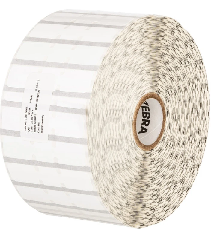 Image of Zebra 8000D (10010065) White Jewellery Label Roll 56mm x 13mm - 6 x 3510 Labels (Original)