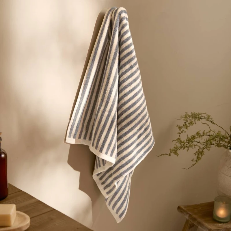 Image of Yard Hebden Striped Cotton Towel Grey