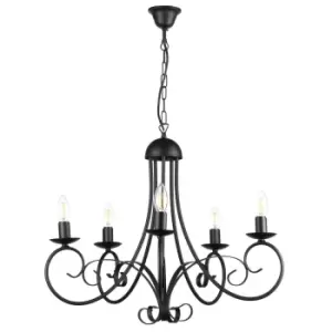 Image of Pompei 5 Light Multi Arm Pendant Ceiling Light, Black