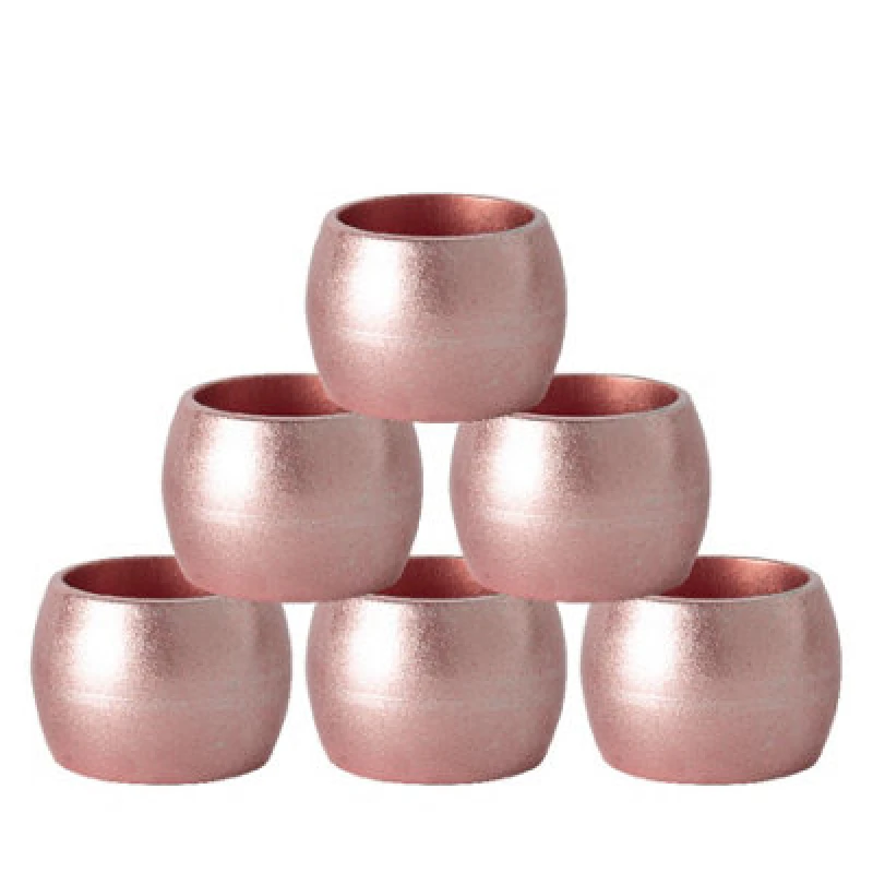Image of Argon Tableware Metallic Napkin Rings - 4.5Cm - Rose Gold - Pack Of 6