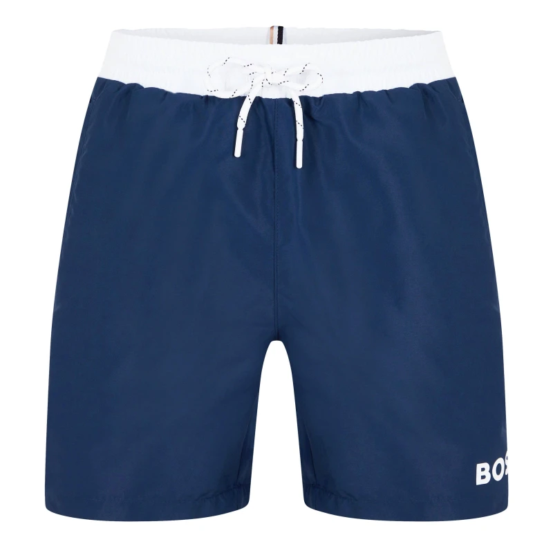 Image of Boss Mens Starfish Breathable Mesh Swim Shorts Navy male Large