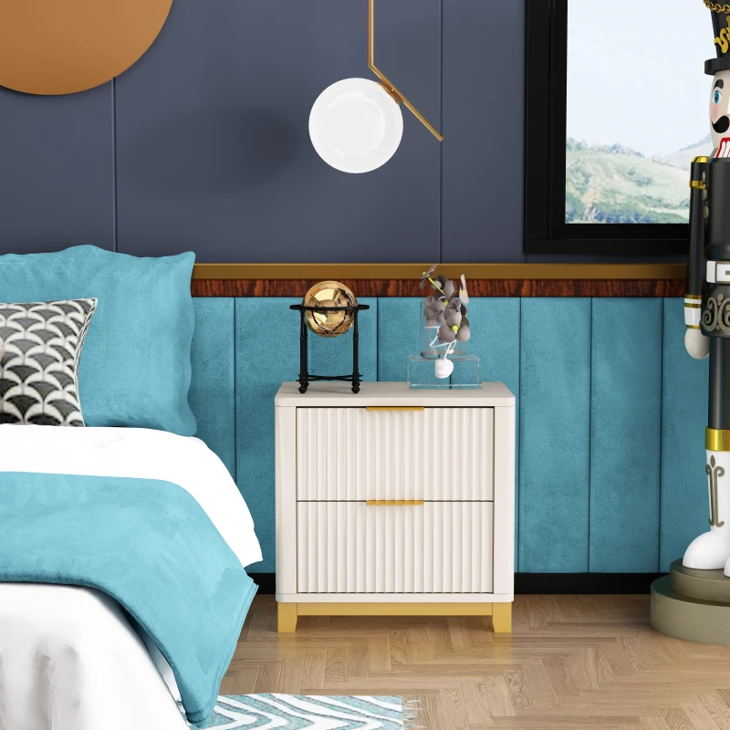 Image of Cabinet Bits Molino 2 Drawer Bedside Table in White White Unisex