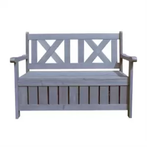 Image of Jack Stonehouse Seated Outdoor Wooden Storage Bench - Grey