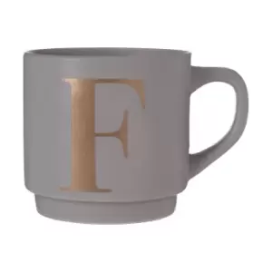 Image of Grey Porcelain F Alphabet Mug