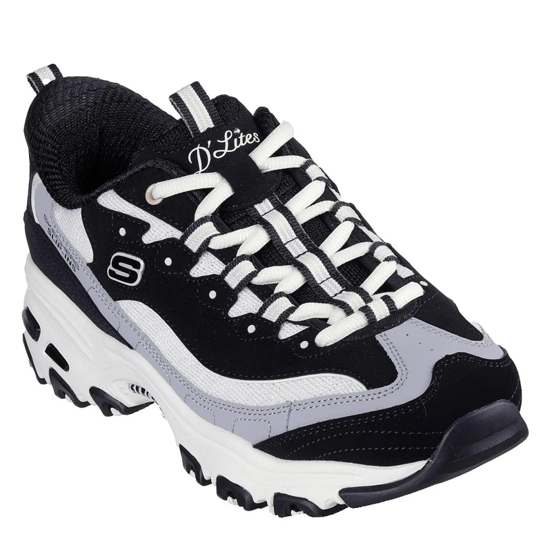 Image of Skechers D Lites-Smooth Nostalgia Low-Top Trainers Womens - Black 7