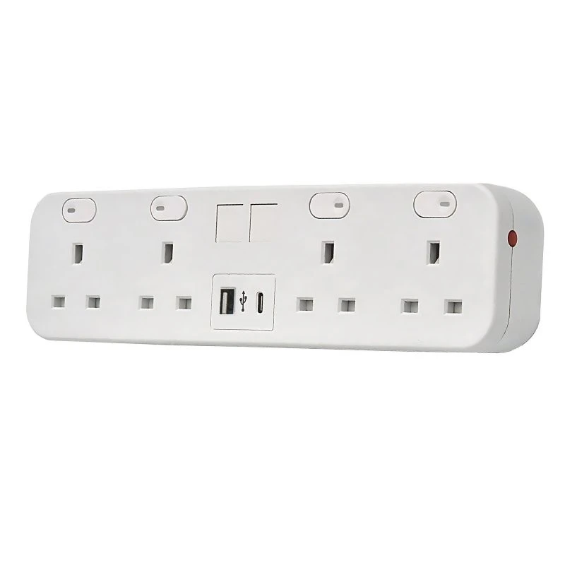 Image of POWERDATA White DESKTOP 4X POWER. 2X MS - DUAL USB A&amp;C CHARGER - 1