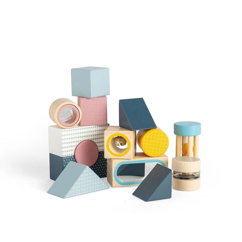 Image of Bigjigs Toys Wooden Sensory Explorer Blocks, 14 Play Pieces Multi unisex