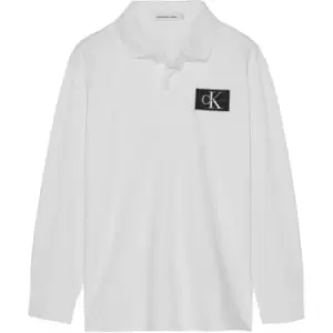 Image of Calvin Klein Jeans Jersey Ls Logo Polo - White