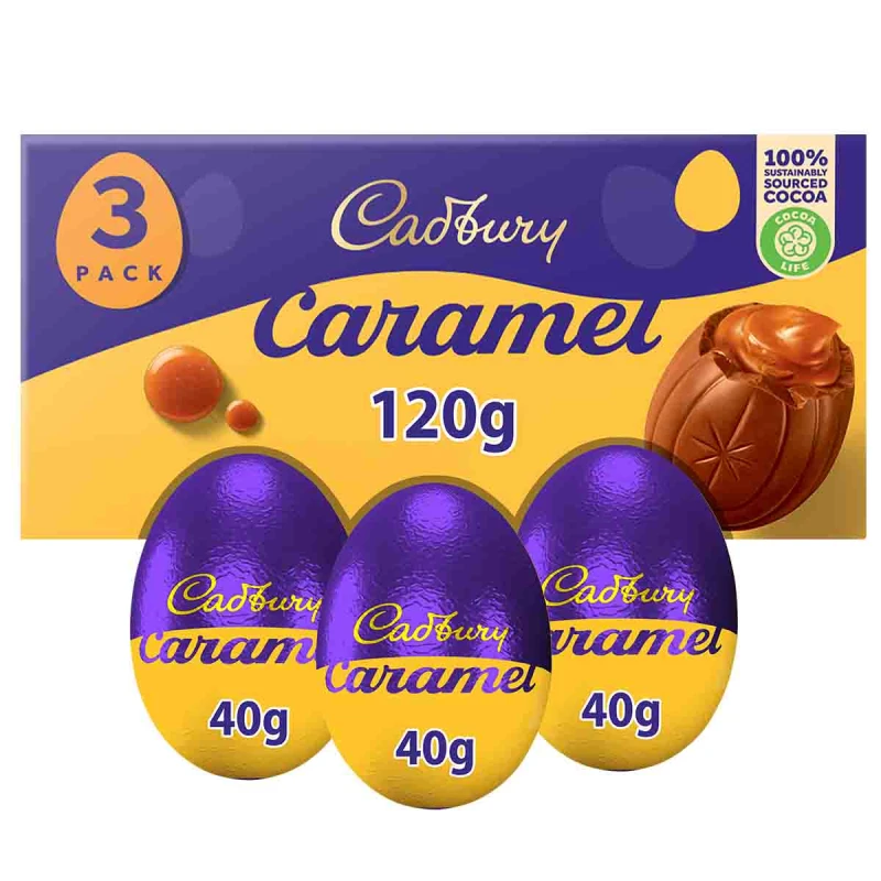 Image of Cadbury Gifts Direct Cadbury Caramel Milk Chocolate Eggs 120g (Box of 3) 4300935