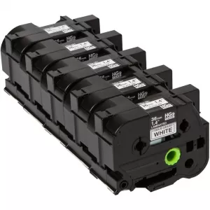 Image of Brother Hge-261v5 Black On White 8m X 36mm High Grade Tape 5pk