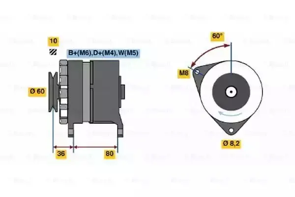 Image of Bosch 0986034470 Alternator 3447 70 A 14 V BOSCHALTERNATOR-0986034470