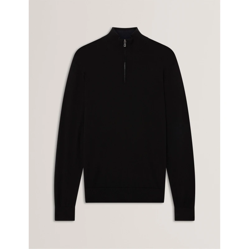 Image of Ted Baker Mens Merino Half Zip Crew Neck Jumper Black male 2XL (6)