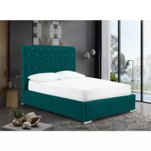 Image of Envisage Trade - Meripa Upholstered Beds - Plush Velvet, Small Double Size Frame, Green - Green