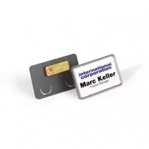 Image of Durable CLIP-CARD NAME BADGE with Magnet 40x75mm Black Pack of 25