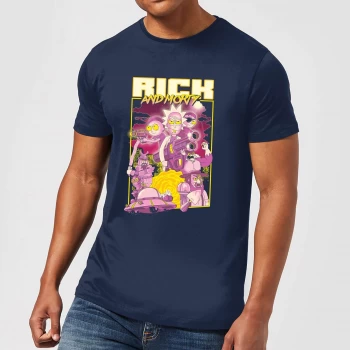 Image of Rick and Morty 80s Poster Mens T-Shirt - Navy - XS - Navy