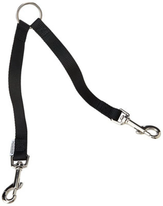 Image of Ancol Lightweight Comfortable Strong Nylon 30cm x 20 mm Two Dog Lead Couple Black