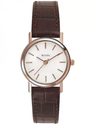Image of Bulova Ladies Brown Leather Strap Watch 98V31