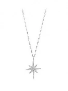 Image of The Love Silver Collection Sterling Silver North Star Cubic Zirconia Pendant Necklace
