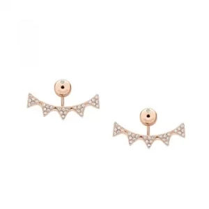 Image of Ladies Fossil Rose Gold Plated Spike Ear Jacket Earrings