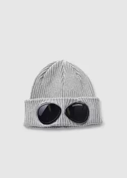 Image of C.P. Company Kids Cotton Goggle Beanie In Grey Melange