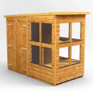 Image of Power Sheds - 4x8 Power Pent Double Door Potting Shed - Brown